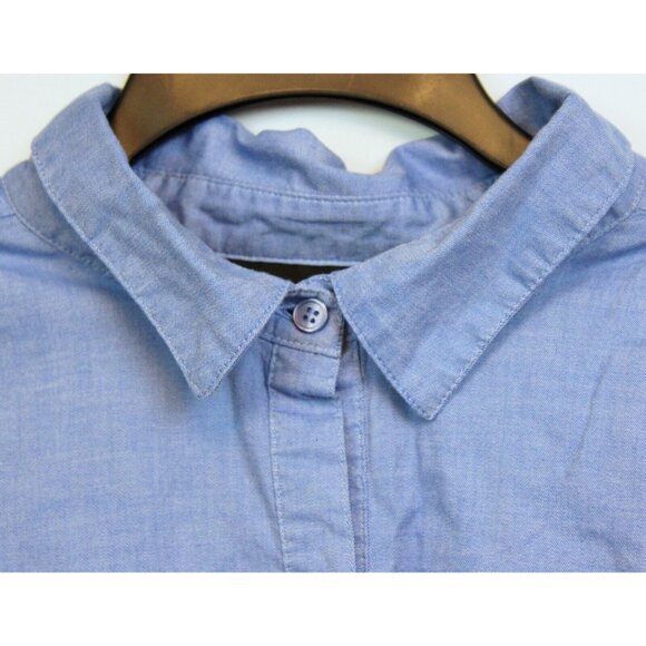 2 New York & Company Button Down Shirts sz XXL Blue Black Simple V-Neck - Picture 3 of 14